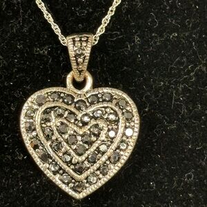 Silver and marcasite heart necklace